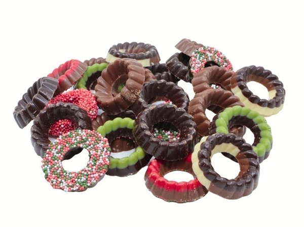 Chocolade kerstkransjes&nbsp;gemengd
